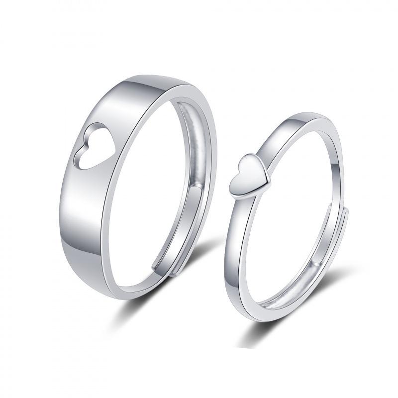 

Korean Heart Cut-out Ring: Fresh and Cute Couple Rings for Proposal and Engagement Adjustable