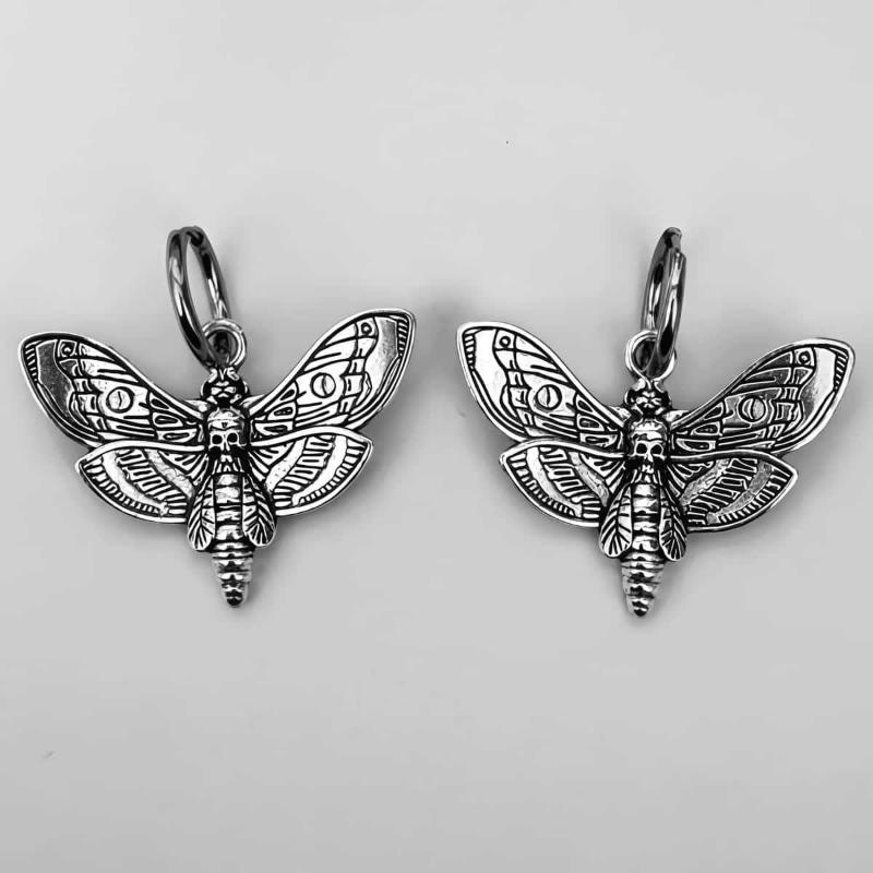 Gothic Vintage Skull Moth Ear Hoops For Women Girls Fashion Witch Jewelry Accessories Gift Charm Pendant Earrings