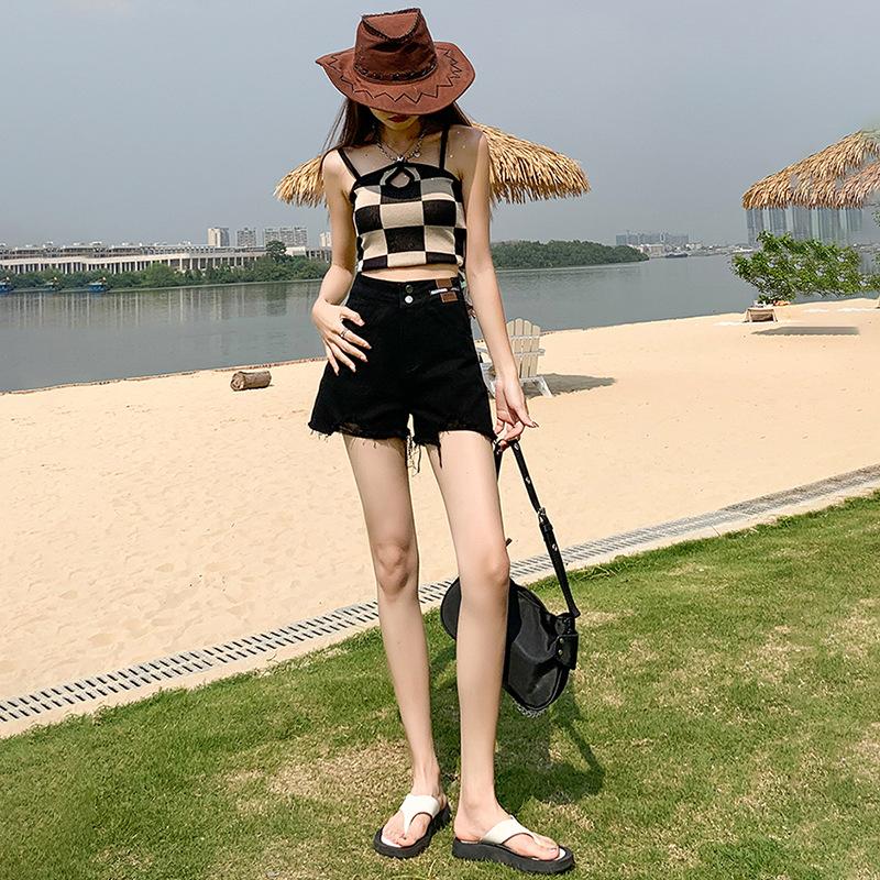 American Simple Denim Shorts for Women Summer Fashion High Waist Slim Wide Legs Loose Casual A-line Dancing Cycling Shorts Y2K