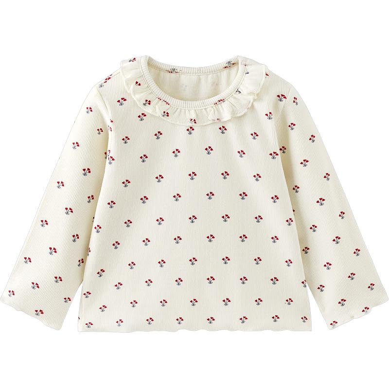 TONGTAI Baby Girls' Ruffle Collar Long Sleeve T-Shirt
