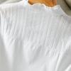White Fungus Collar Top Spring Design Chic Top Combed Cotton Velvet Base Top