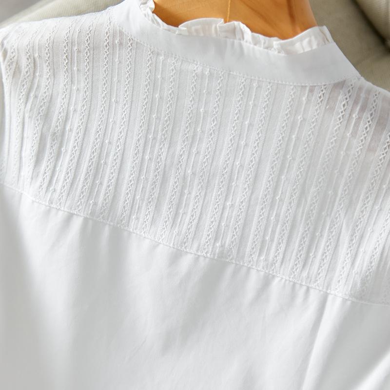 White Fungus Collar Top Spring Design Chic Top Combed Cotton Velvet Base Top