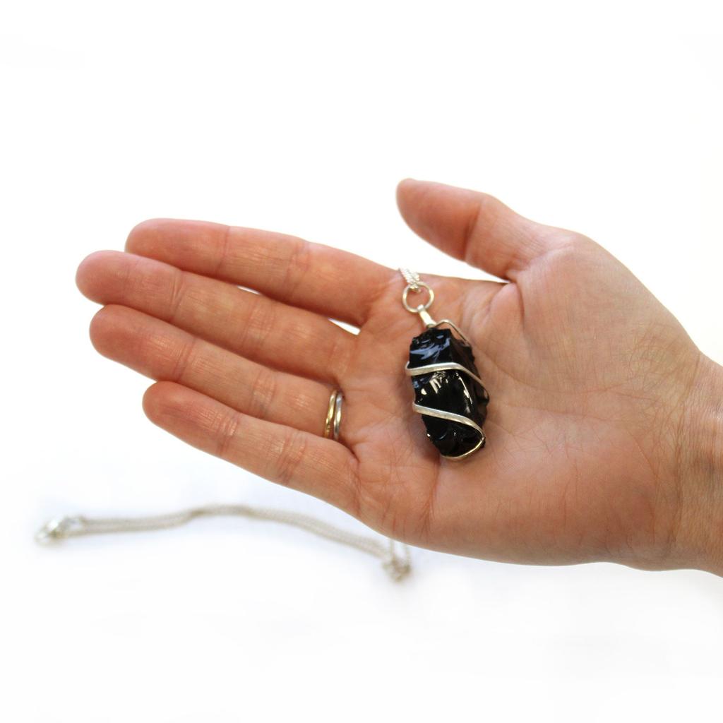 Black Onyx Raw Pendant Necklace