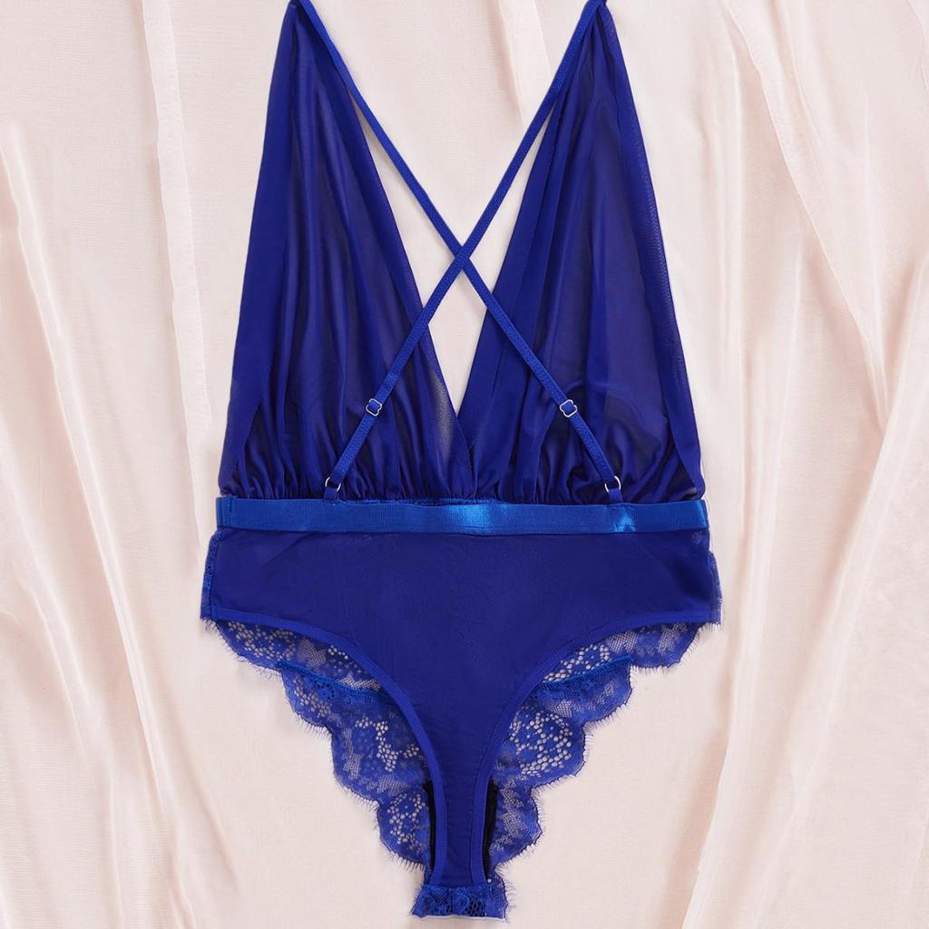 Spitzen-Patchwork-Netz-Bodysuit für Damen, Sexy
