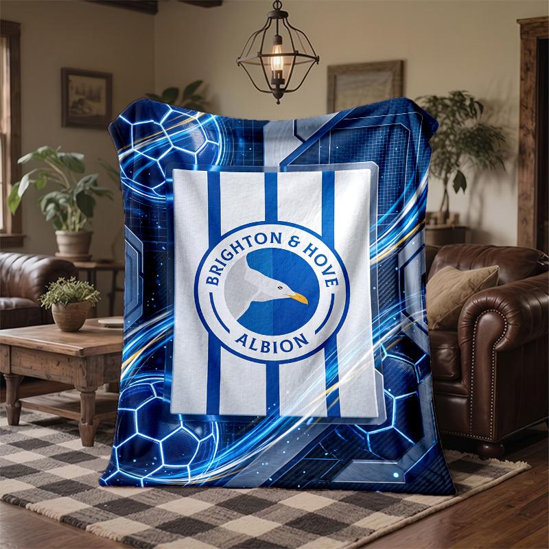 Brighton & Hove Albion Football Print Flannel Blanket Soft Warm Sofa Bed Throw Blanket For Home Office Bedroom