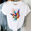 (Asian Size)  Clothing Tee  Sweet Flower Letter 90s Print Lady T Shirt Fashion Women Casual Top Short Sleeve Female Graphic T-shirts
