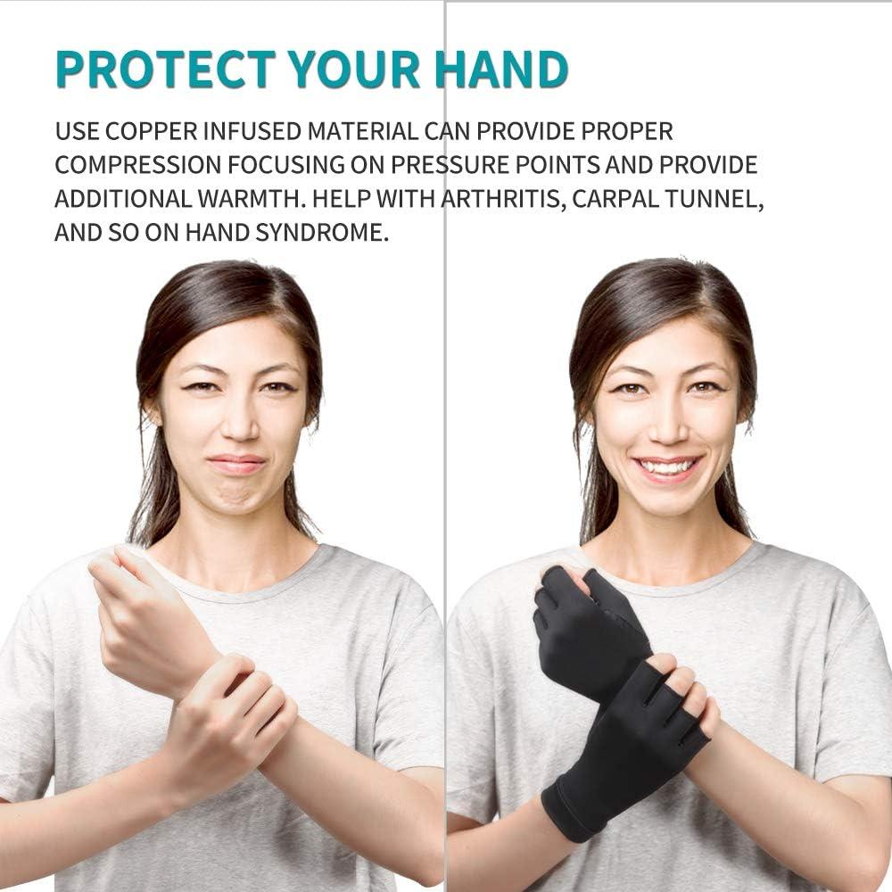 Copper Arthritis Gloves Pain Relief Swelling Fingerless Compression For Rheumatoid Arthritis Computer Typing Joint Support