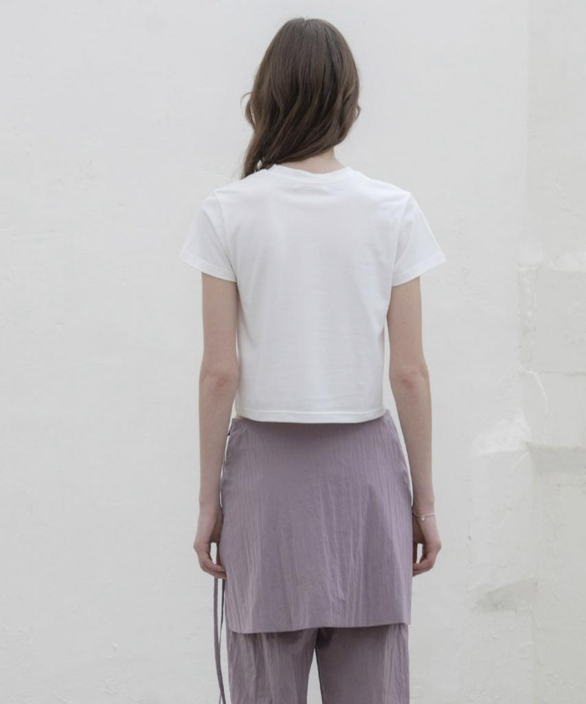 Mosyupamosyu Moshi Girl Crop Short Sleeve T-Shirt [White]
