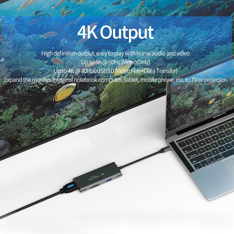 Multi Usb 3.0 Port 4k Vga Adapter To Splitter 3 Port Usb Hub Usb-c  Pd Charing Type C For Macbook Usb Hub Laptop Docking Station
