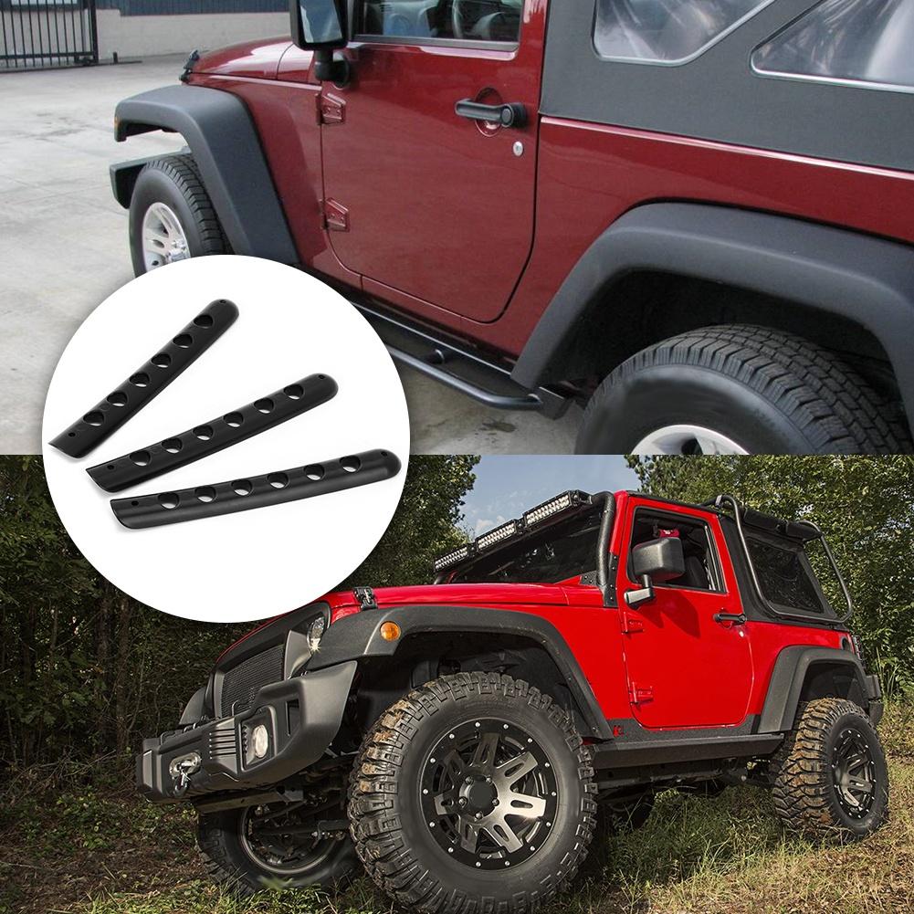 3Pcs Set Aluminum Alloy Car Door Handle Trim Insert Fit for Jeep Wrangler JK 2 Door 2007 2018