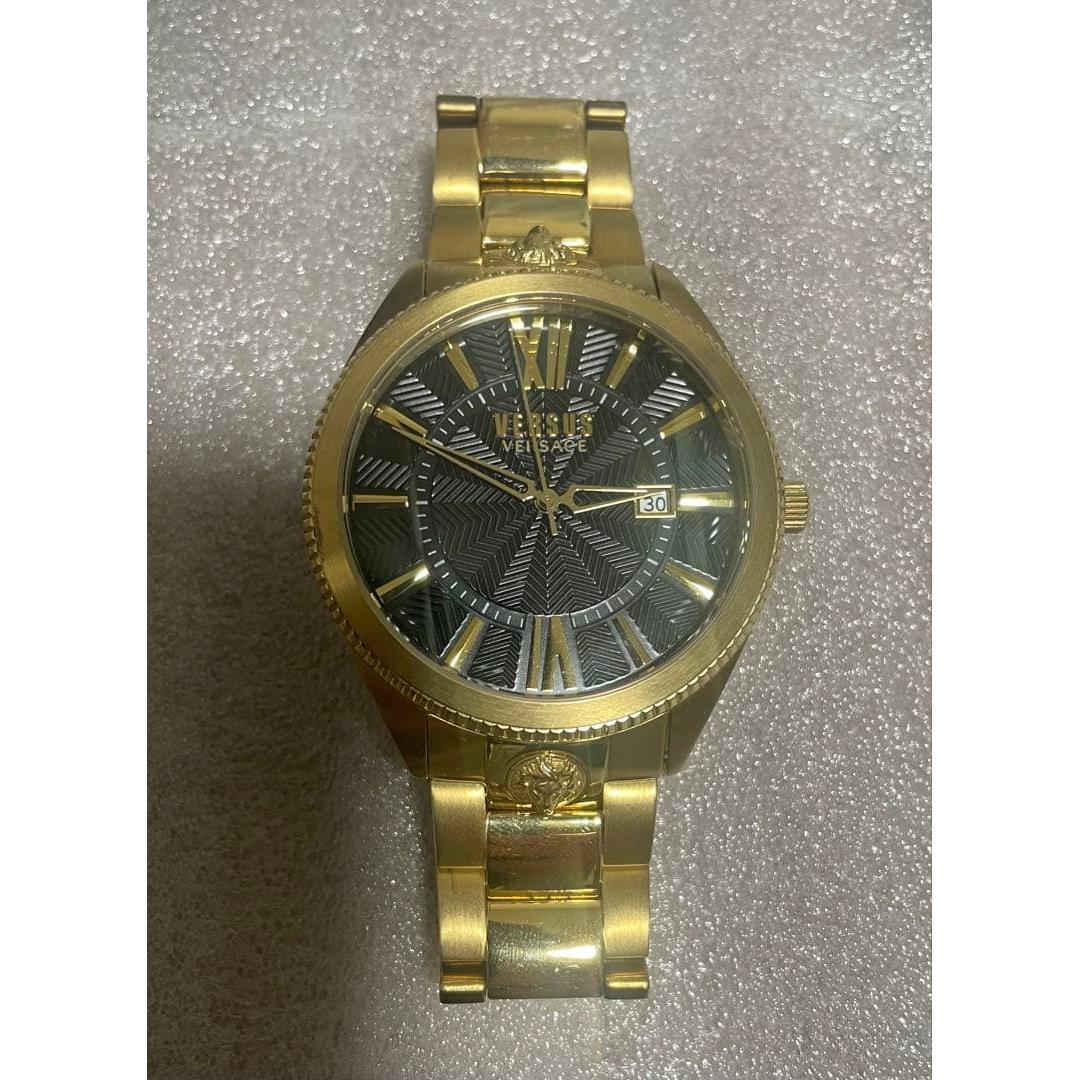 Used [Preserved, with box, in good condition] Versace gold black dial date men s watch