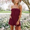 Women Fashion Sexy Color One-shoulder Ruffles Female Leisure Jumpsuit
