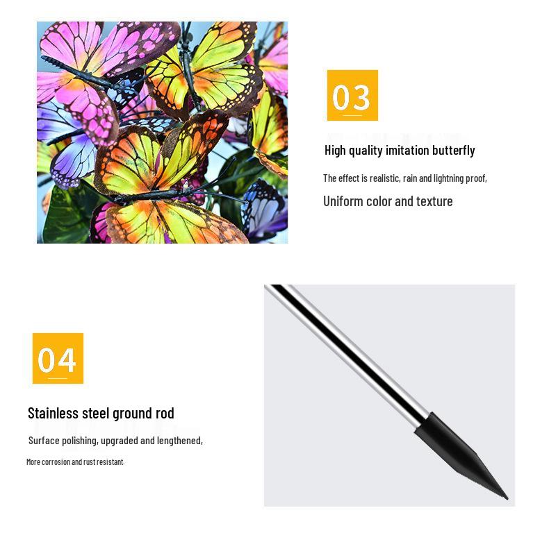 Solar-Powered Butterfly Flower Garden Lamp - Waterproof Outdoor Yard Light
