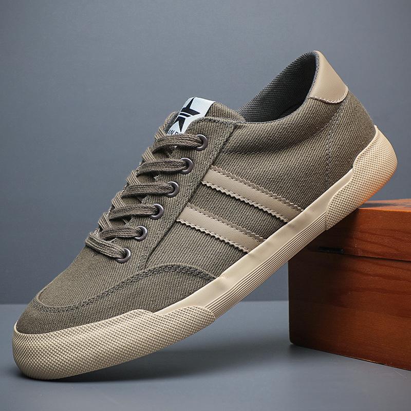 Nové boty pro muže Plátěné ležérní boty Jarní móda Pruhované ploché Skateboardové boty Cool šněrovací tenisky