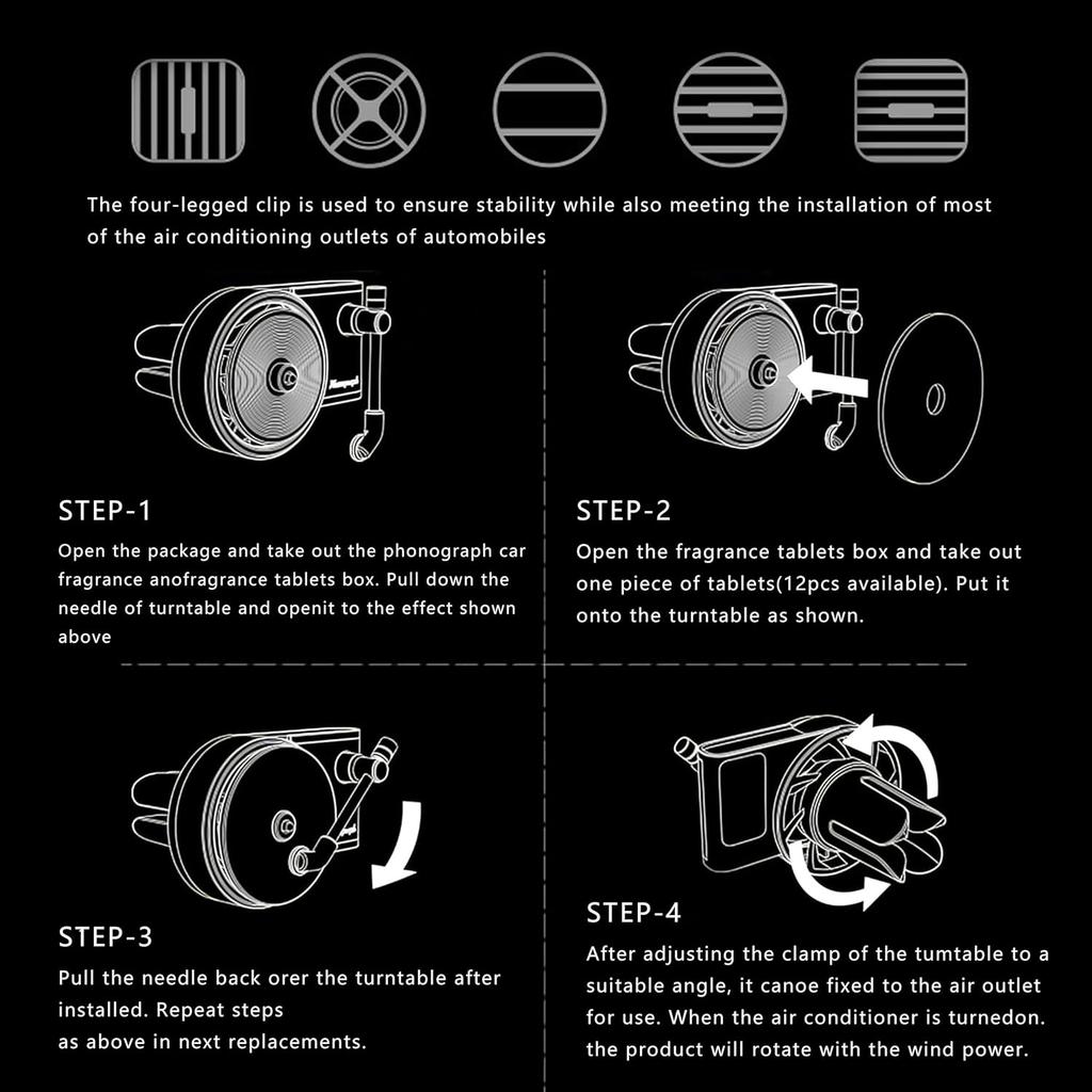 Car Air Freshener Vent Clips 20Pcs Vintage Record Player Album Cover Air Freshener, Spinning Record Design Car Decoration,Gift For Music Lovers