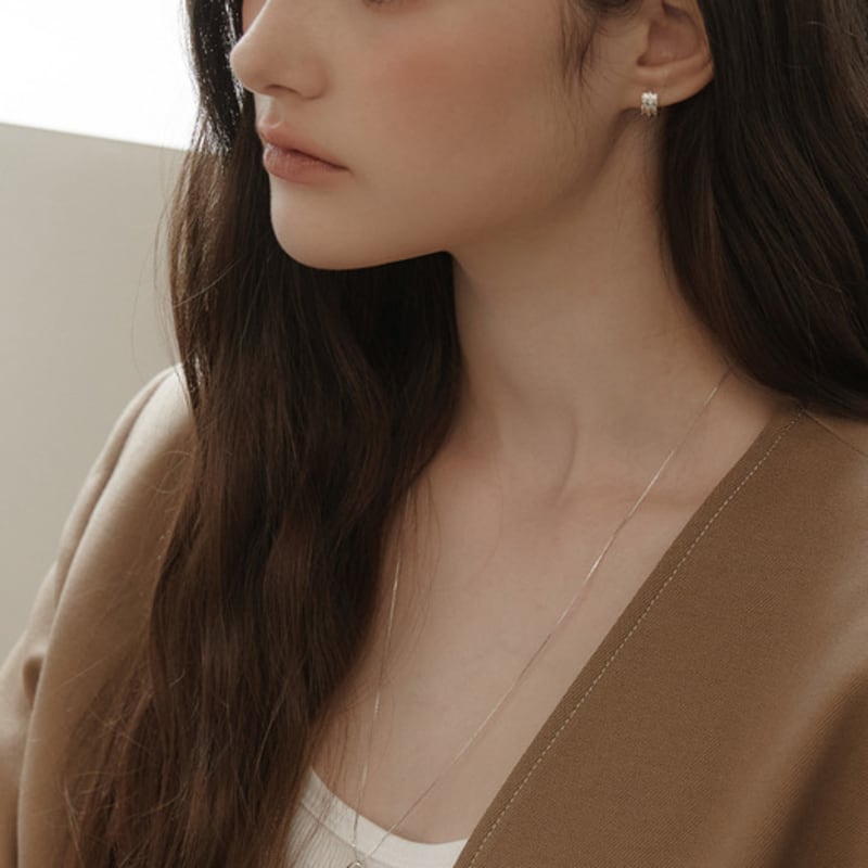 TATIANA (925 Silver) Glim Pebble Long Necklace NZ2430