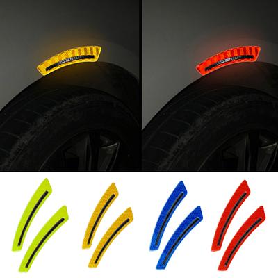 2Pcs Car Wheel Eyebrow Universal Anti-collision Reflective Warning Glossy Car Fender Protector Wheel Arch