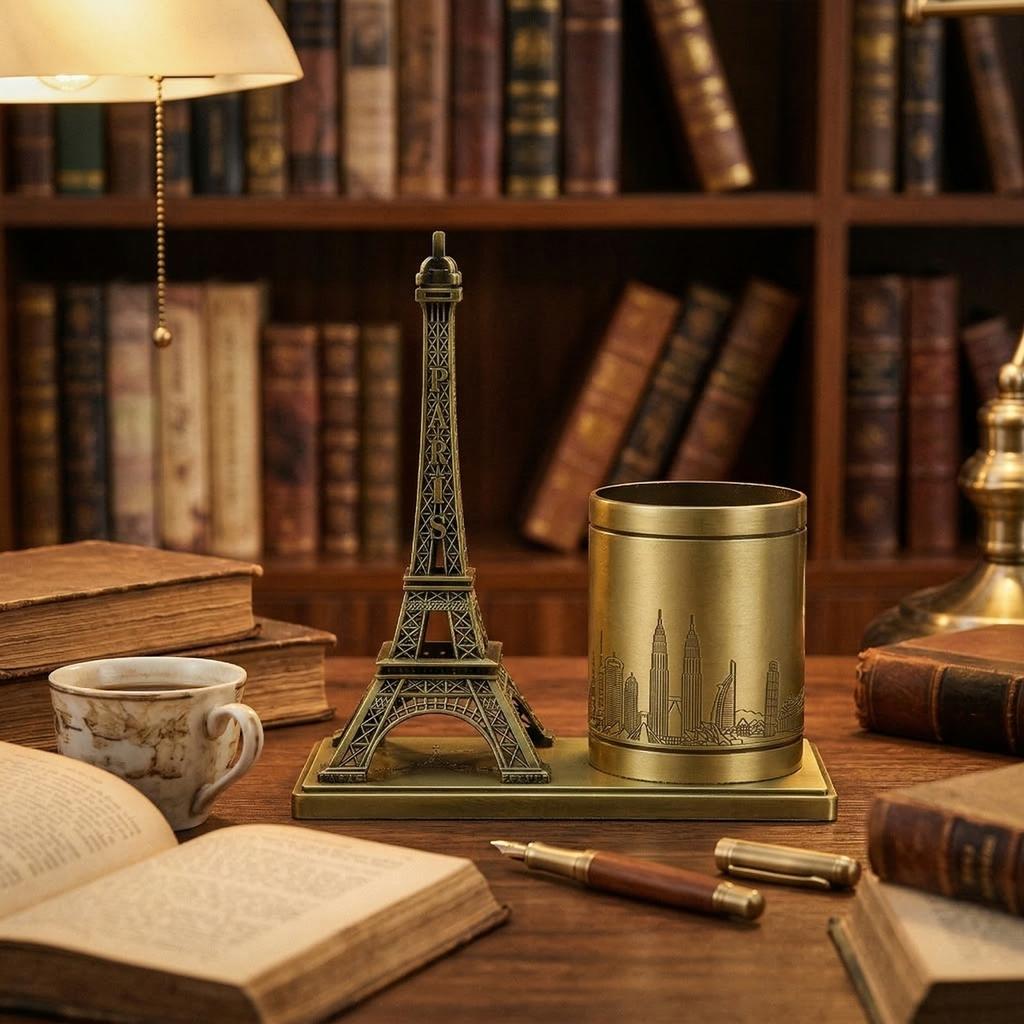 Portapenne Organizzatore Vintage, Scatola Portaoggetti da Scrivania di Lusso per Decorazione Scrivania Studio Casa Regalo