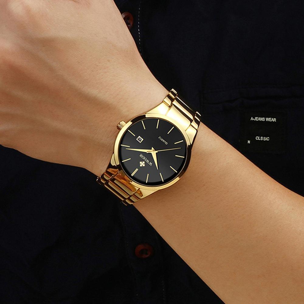 Top Brand Luxury Fashion Men's Watches Full Black Steel Belt Watches For Men Quartz Wristwatch Waterproof Clock