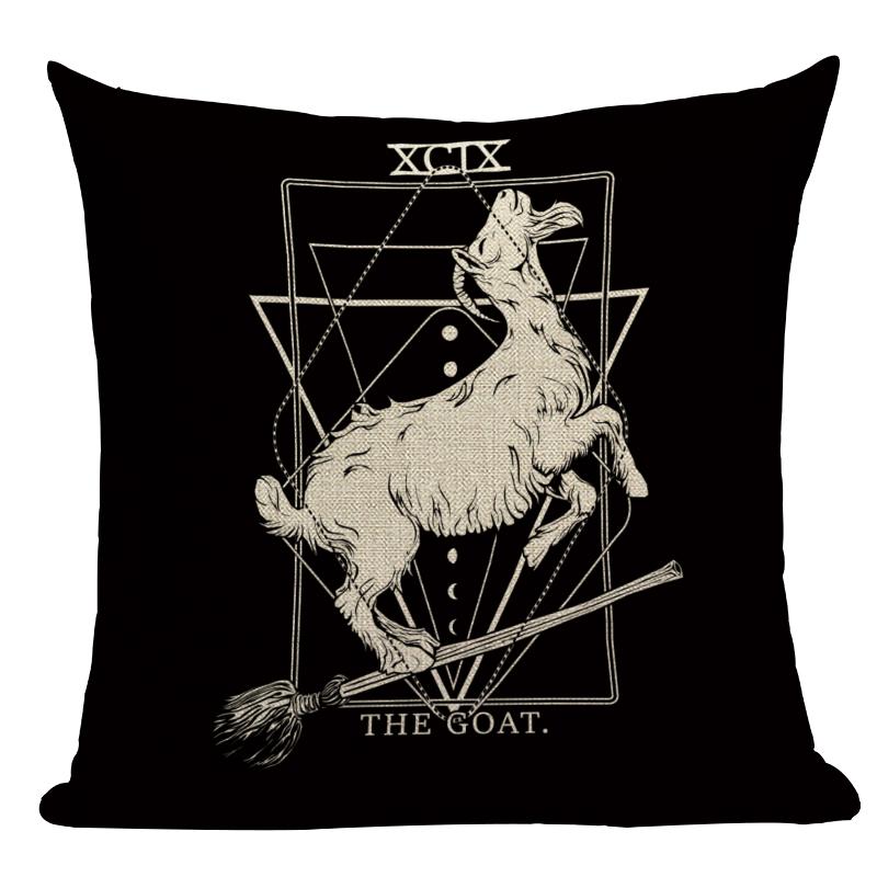 Black Tarot Throw Pillow Cover Mexico Skull Decorative Pillow Covers Horror Ghost Pillow Cases Home Decor Cover for Pillow Cojin