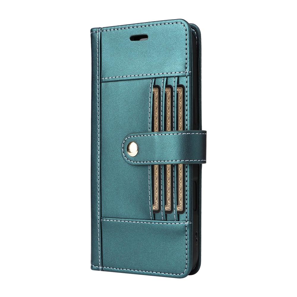 RFID Bloking Phone Case with 6 Card Slots & Cash Pocket Kickstand PU Leather Wallet Case with Wrist Strap for iPhone 17/16/15, Samsung, Xiaomi