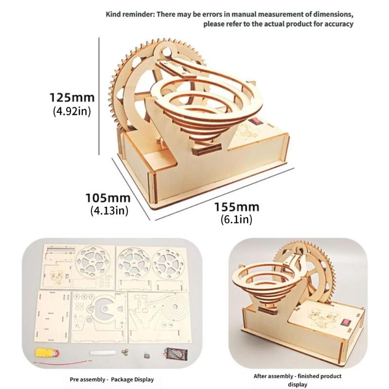 Assembly Wooden Mechanical Marble Track Gear Model Physics Teaching Tool for Homeschooling Classroom Science Education