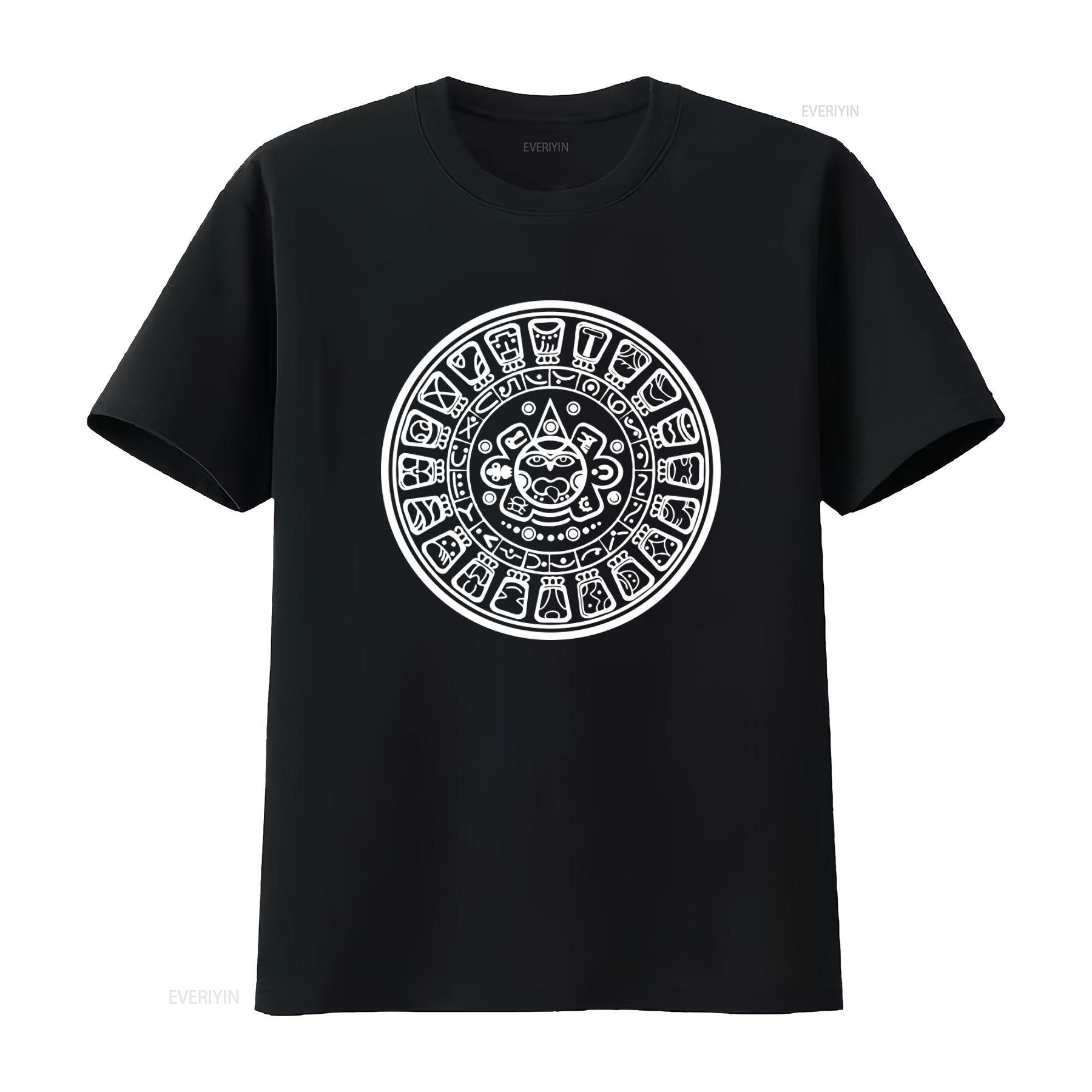 

Mayan Calendar Womens Inca Aztec Maya South American Mexico Zatopec Mans Black T Shirt vintage Washed Versatile Casual graphic 4XL