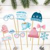 New Style, Christmas Theme, Cartoon Snowman, Blue Pink, Handheld Props, DIY Funny Party, Photo Props and Supplies