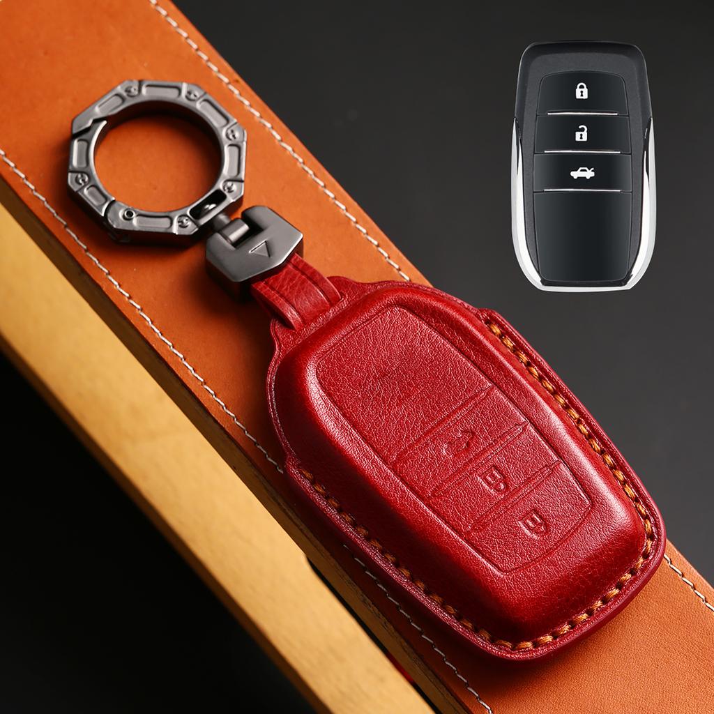 Leather Car Key Fob Case Cover Accessories For Toyota Sienna Rav4 Venza Mirai Hybrid Vehicles Alphard Previa Voxy