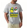 Streetwear Chicken Banana DJ Music Meme T-Shirt Cool Chicken Banana with Music Note Print Unisex T-Shirt Casual Short Sleeve Tee