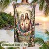 Valentine Love Theme Beach Towel Personalized Custom Name & Text Soft Quick Dry Beach Towel for Swimming Travel