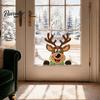 Waterproof Seasonal Window Film Christmas Static Clings, Peeking Santa Reindeer Stickers, Claus Wall Stickers No‑Glue Cartoon Decals for