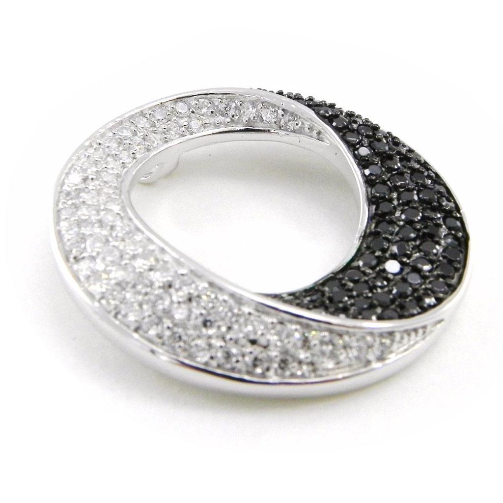 Les Trésors De Lily [I8594] - Silver Pendant 'Romy' Black White