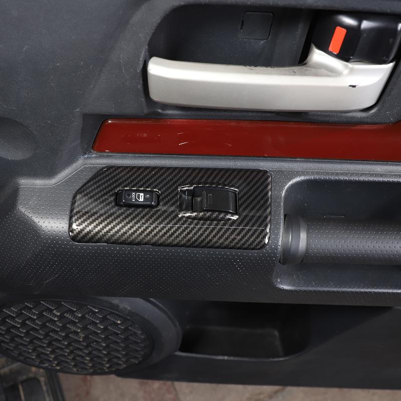 For Toyota FJ Cruiser 2007-2026 ABS Carbon Fiber/Red Car Glass Lift Button Decorative Frame Sticker Car Interior Accessories