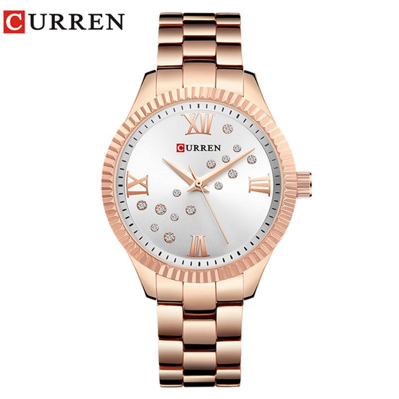 CURREN Nouvelle Montre Femme Tendance Marque Haut de Gamme Luxe Dame Fille Montre-bracelet Or Rose Bracelet Acier Inoxydable Montre Féminine Cadeau