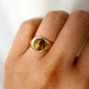 2022 Retro Style 18K Gold-Plated Titanium Steel Hip-Hop Agate Ring for Women