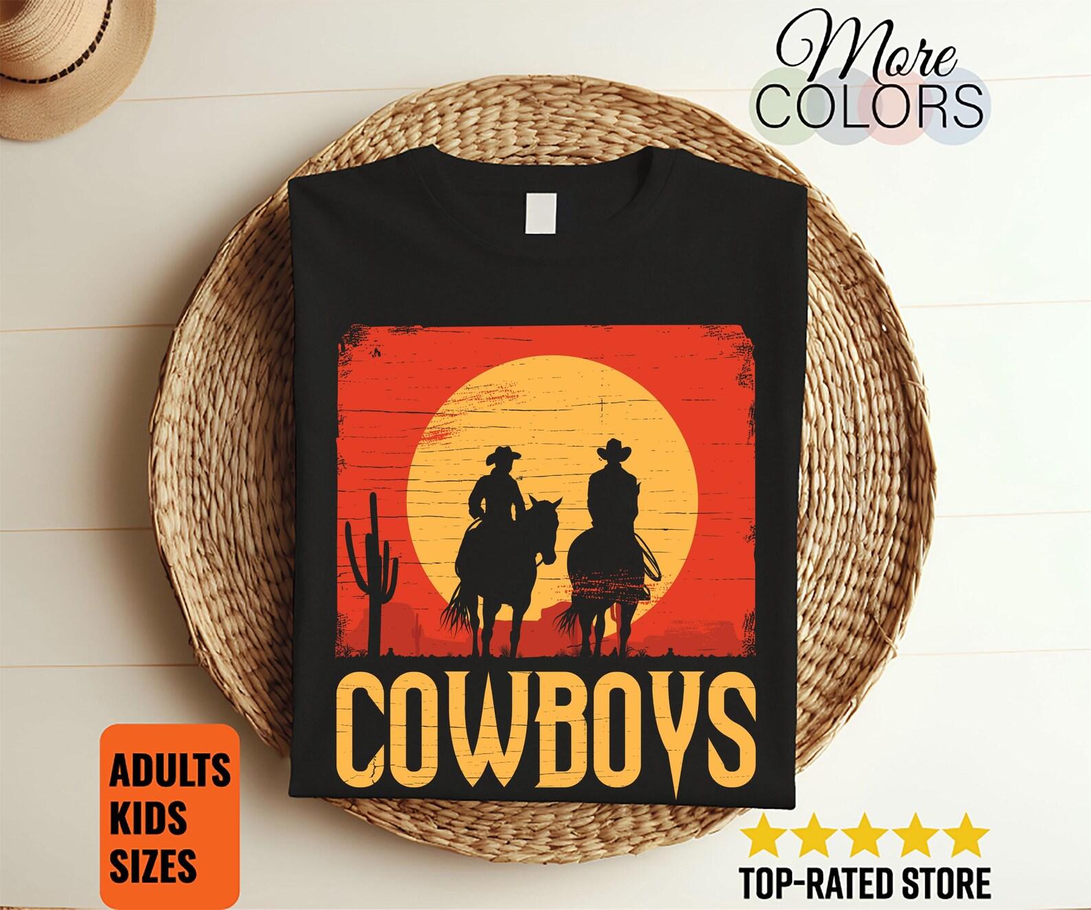 Cowboys Western Country Cowboy Vintage Retro Gifts T-Shirt, Horses Rider Farm Birthday Present, Cowboys Cowgirls Costume, Rodeo Clowns, 100