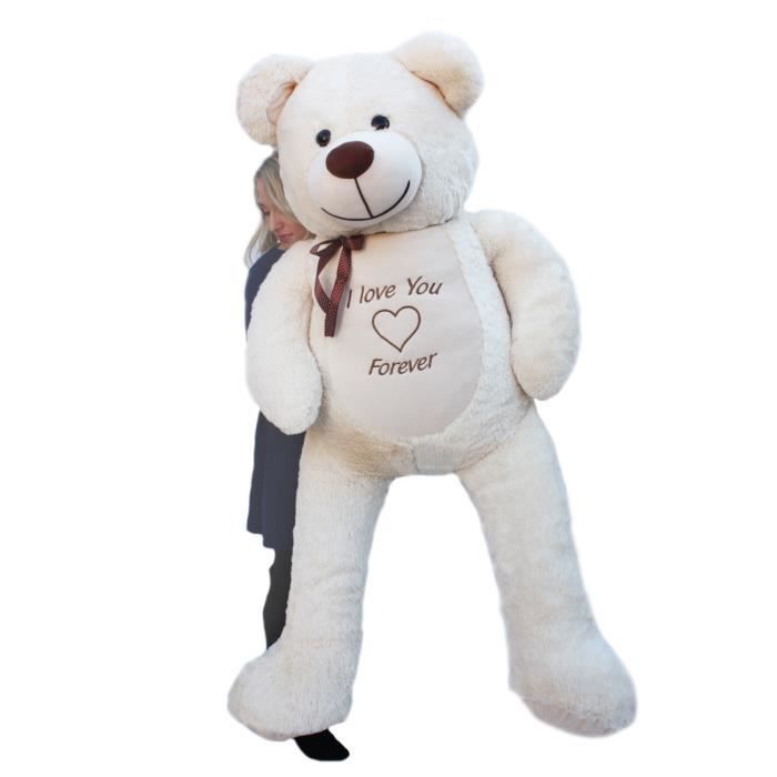 Gigantesque Gros Nounours Tout Doux Cadeau Peluche - 165 Cm - Crème