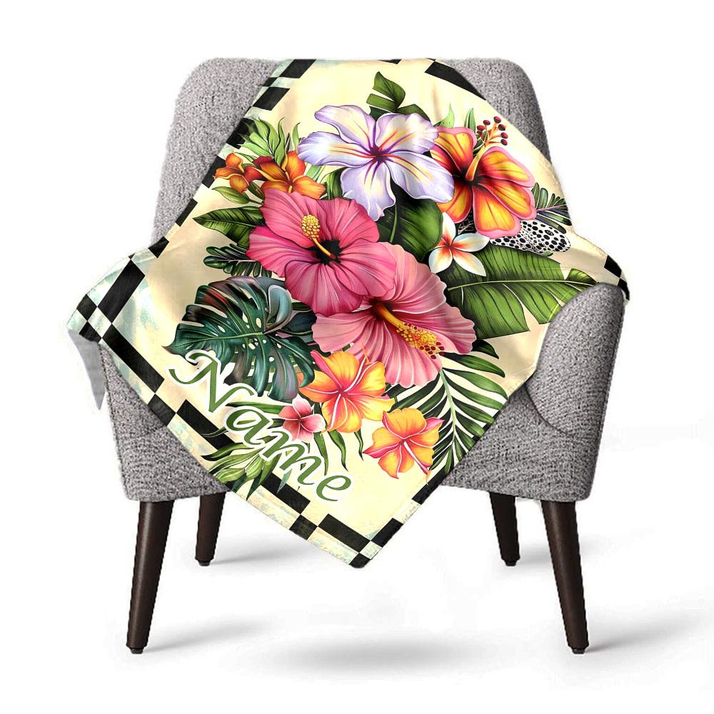 Tropical Flowers Home Customize Your Name Blankets Comfortable Soft Lightweight Allseason Multipurpose Blanket For Picnics Sofas Offices Beds Living