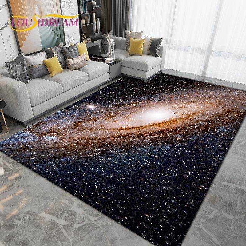 Galaxy Universe Space Stars Earth Area Rug Large,Carpet Rug for Living Room Bedroom Sofa Doormat Decoration,Non-slip Floor Mat