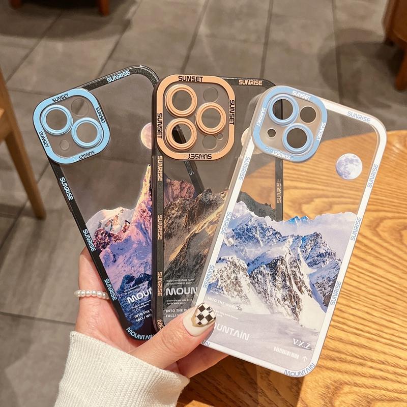 Retro Sunset Snow Mountain Scenery Case For Samsung Galaxy S24 S23 S22 Ultra S21 Plus FE A52S A33 A53 A34 A54 A15 A35 A55 Cover