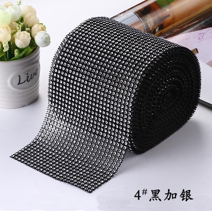 10Yard 4mm Crystal Rhinestones Fabric Elastic Mesh Net Crystal Trim Fabric for Diy Garment Dresses Scarf Mask Material