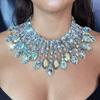 European and American Exaggerated Multi-layer Full Diamond Necklace Earrings Set