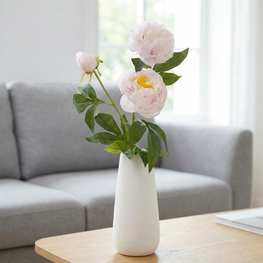 3 Heads Cotton Rose Artificial Peony Flower Handmade Real Touch Faux Peony Branch Realistic Artificial Simulation Big Peony
