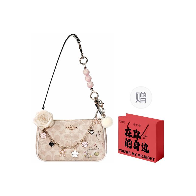 COACH shoulder bag [Customized bag] Nolita19 camellia rose metal brand logo zipper hand-painted three-dimensional Radio basic package (package)