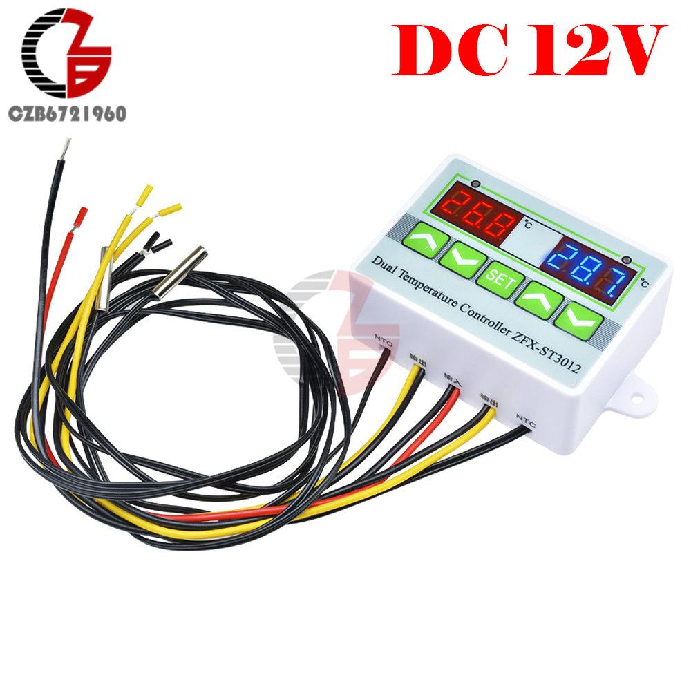 

110V 220V 12V 24V Dual Digital Thermostat Temperature Controller Regulator Indoor Incubator Aquaculture Heating Cooling Control