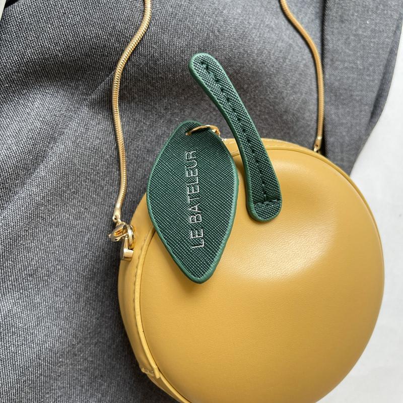 Trendy Apple Shaped Chain Women's Crossbody Bag PU Zipper Fashionable Sewing Thread Mini Wallet Bolsas De Mujer