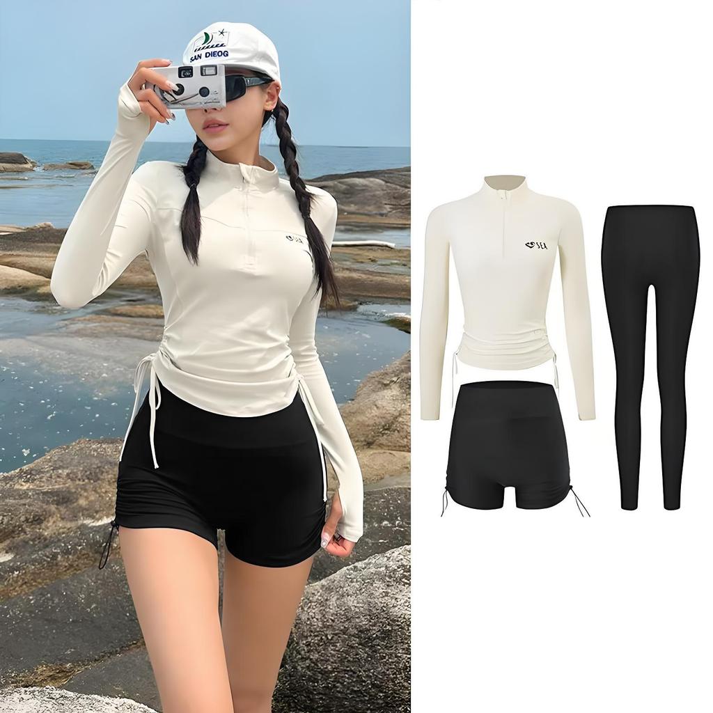 2025 Women's High-End Conservative Sports Swimsuit - Slimming & Sun Protective for Surfing