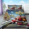 Duvet Cover 3-piece Christmas Themed Santa Claus Snowman Print (1 Duvet Cover+2 Pillowcases, No Core) Soft Bedding Set Soft Best
