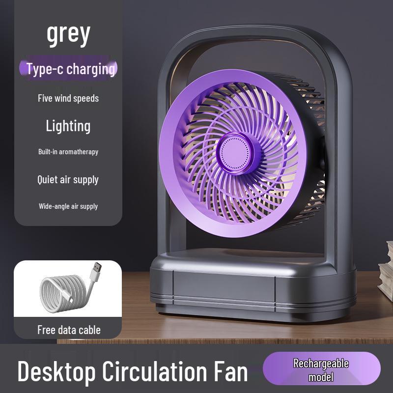 

Portable Desktop Fan: High-Power USB Rechargeable Circulation for Home and Office 8-inch фіолетовий/сірий колір
